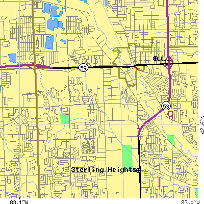 Zip code 48314 close-up map