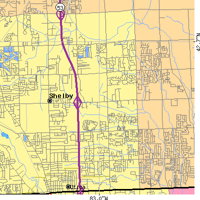 Zip code 48315 close-up map