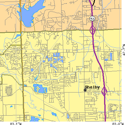 Zip code 48316 close-up map