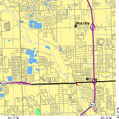 Zip code 48317 close-up map