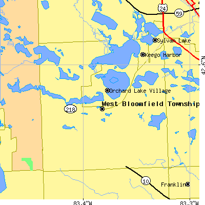 Zip code 48323 close-up map