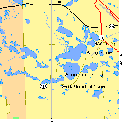 Zip code 48324 close-up map