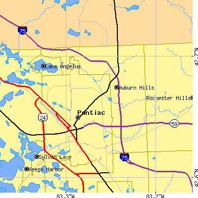 Zip code 48326 close-up map
