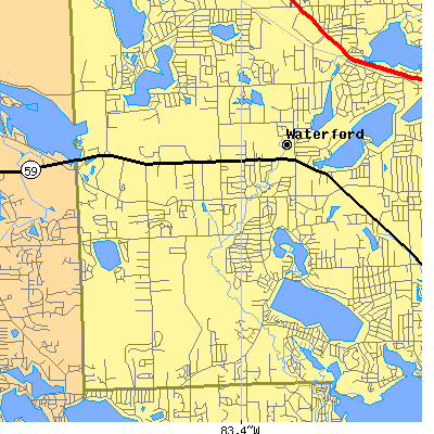 Zip code 48327 close-up map