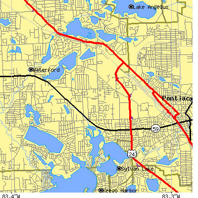 Zip code 48328 close-up map