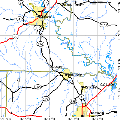 Zip code 71751 close-up map