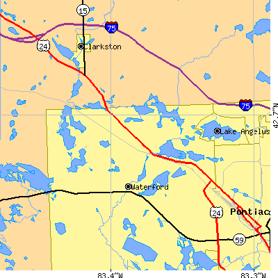 Zip code 48329 close-up map