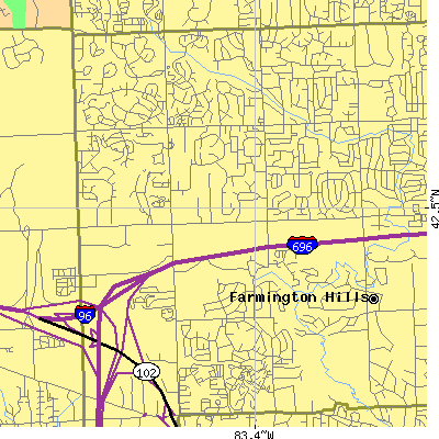 Zip code 48331 close-up map