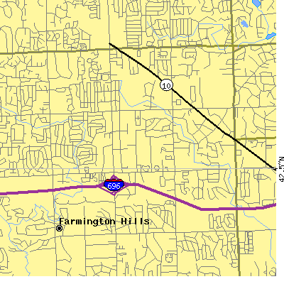Zip code 48334 close-up map