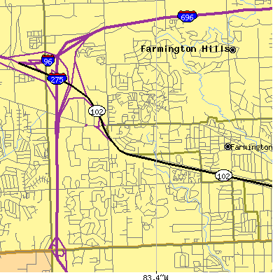 Zip code 48335 close-up map