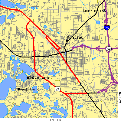 Zip code 48341 close-up map