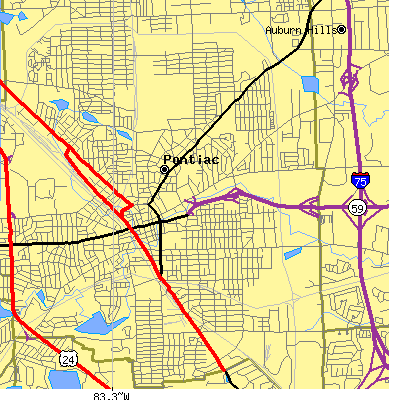 Zip code 48342 close-up map