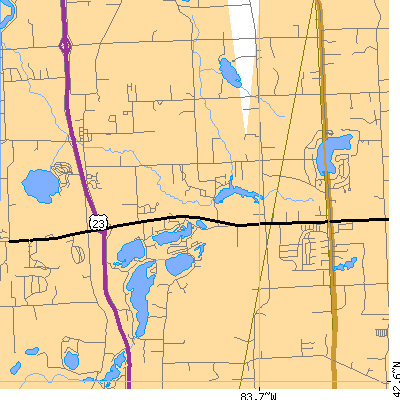Zip code 48353 close-up map