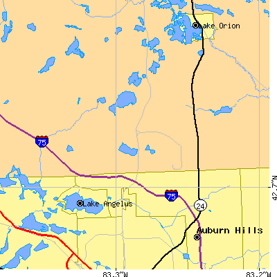 Zip code 48359 close-up map