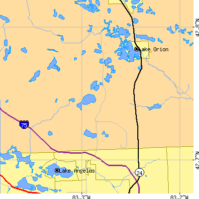 Zip code 48360 close-up map