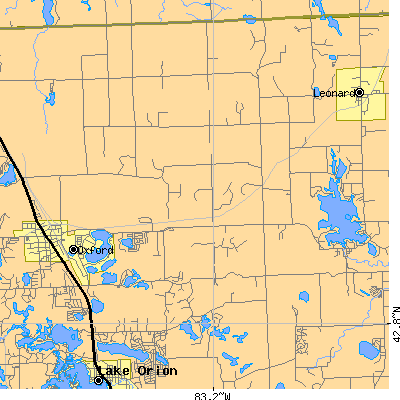Zip code 48370 close-up map