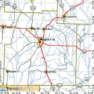 Zip code 71753 close-up map