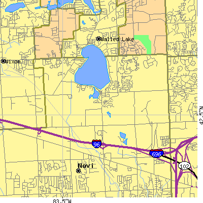 Zip code 48377 close-up map