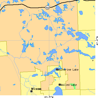 Zip code 48382 close-up map