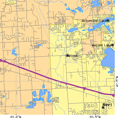 Zip code 48393 close-up map
