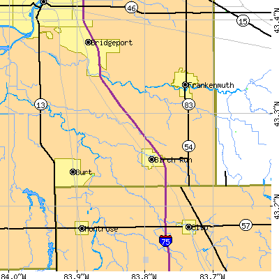 Zip code 48415 close-up map