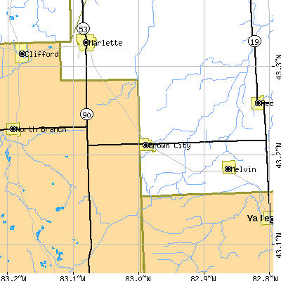Zip code 48416 close-up map