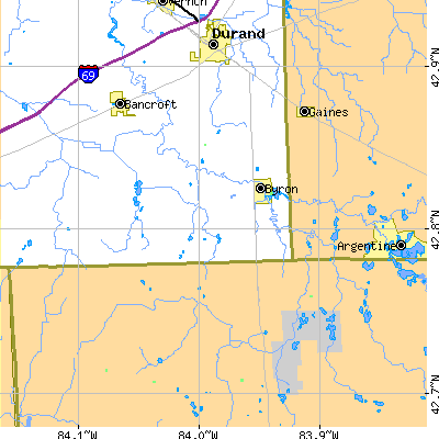 Zip code 48418 close-up map