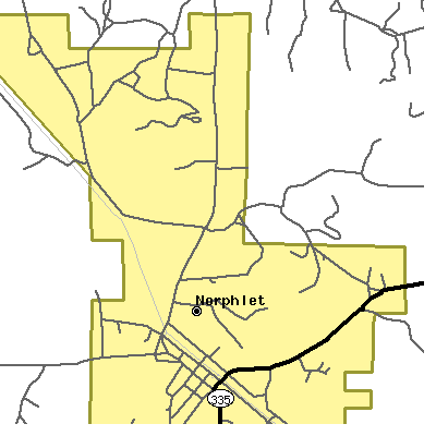 Zip code 71759 close-up map