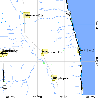 Zip code 48419 close-up map