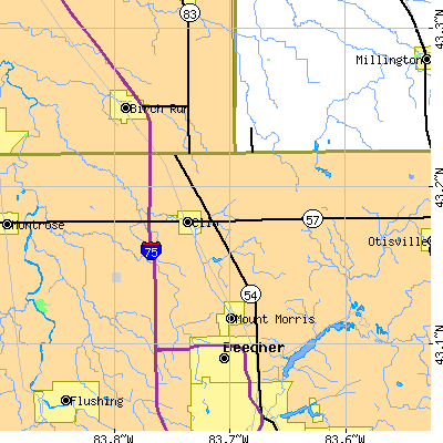 Zip code 48420 close-up map