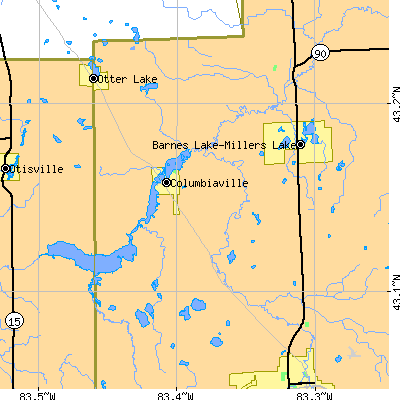 Zip code 48421 close-up map