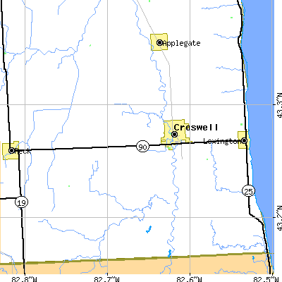 Zip code 48422 close-up map