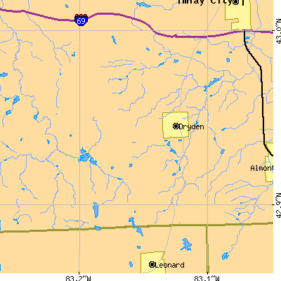 Zip code 48428 close-up map