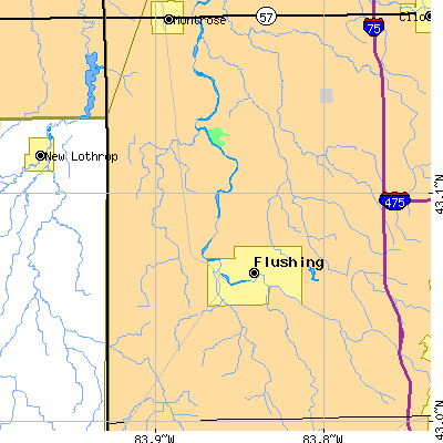Zip code 48433 close-up map