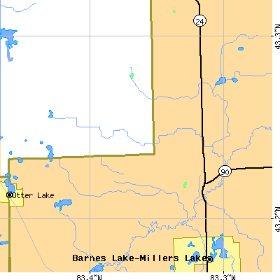 Zip code 48435 close-up map