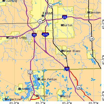 Zip code 48439 close-up map