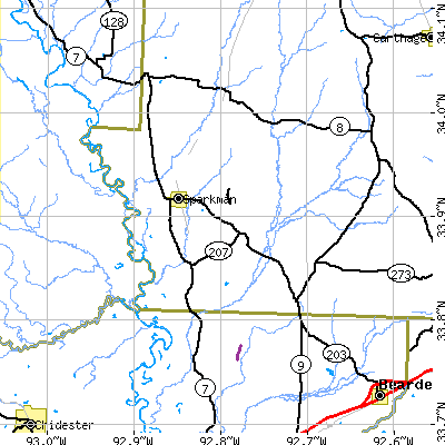 Zip code 71763 close-up map