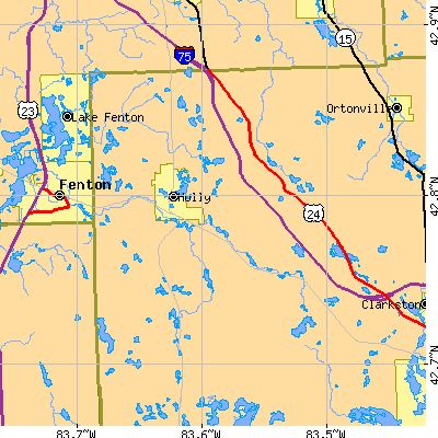 Zip code 48442 close-up map