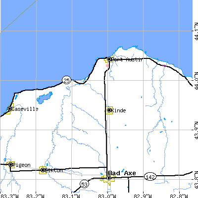 Zip code 48445 close-up map