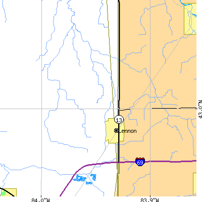 Zip code 48449 close-up map