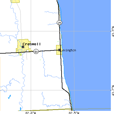 Zip code 48450 close-up map