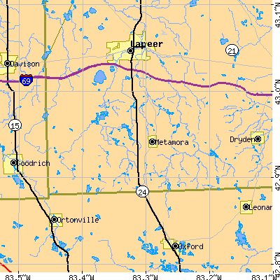 Zip code 48455 close-up map