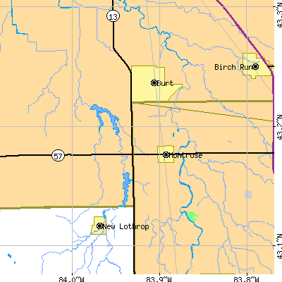 Zip code 48457 close-up map