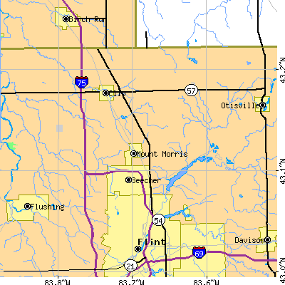 Zip code 48458 close-up map
