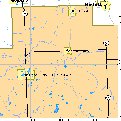 Zip code 48461 close-up map