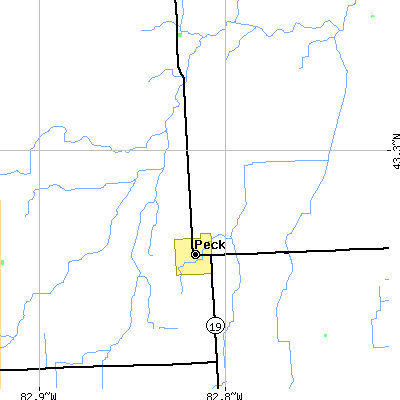 Zip code 48466 close-up map