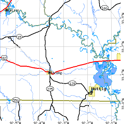 Zip code 71765 close-up map