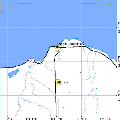 Zip code 48467 close-up map