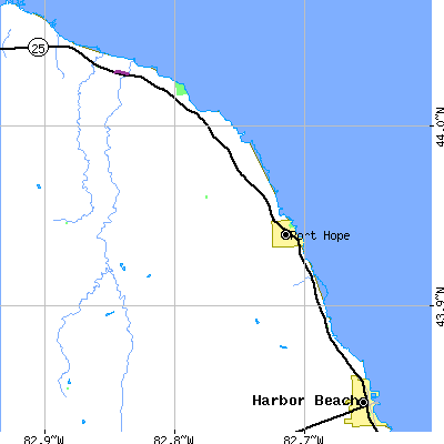Zip code 48468 close-up map