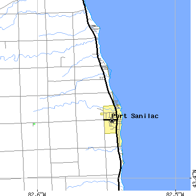 Zip code 48469 close-up map